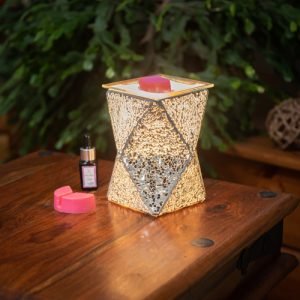 Silver Crackle Geometric Wax Warmer