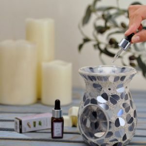 Black Heart Mosaic Tealight Burner ( 14 cm high)