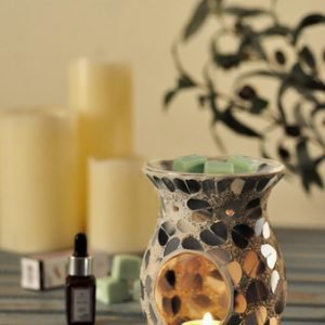 Black Heart Mosaic Tealight Burner ( 14 cm high)