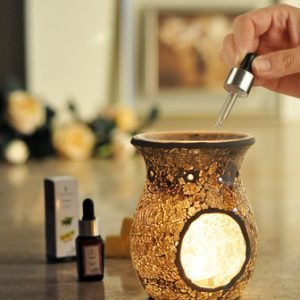 Grey Crackle Mosaic Tealight Burner ( 14 cm high)