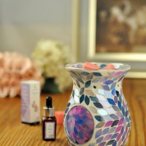 Pastel Diamond Mosaic Tealight Burner ( 14 cm high)