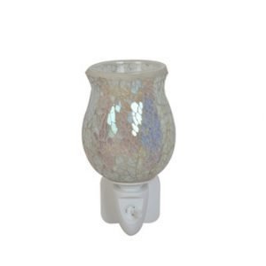 White Glow Crackle Tulip Mosaic Wax Warmer