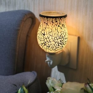 White Glow Crackle Tulip Mosaic Wax Warmer