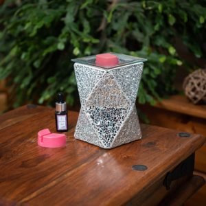 Silver Crackle Geometric Wax Warmer