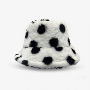 Polka Dot Faux Fur Bucket hat