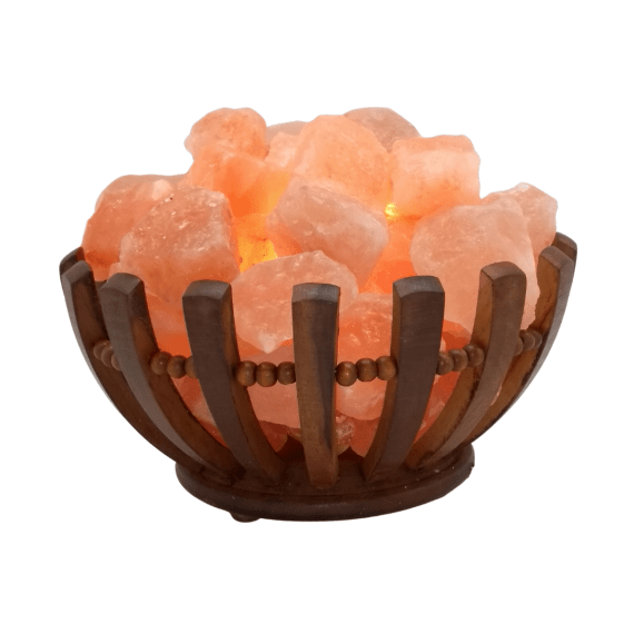 Wooden Basket Basket wt Fire Rocks