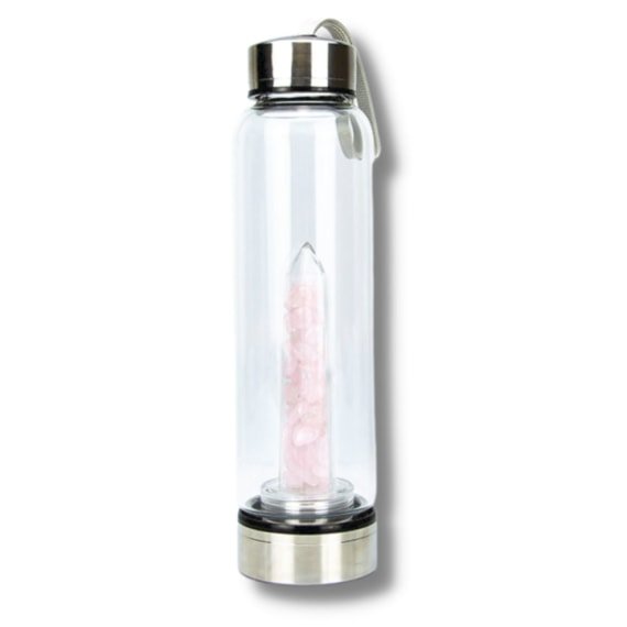Rose Quartz Tower Crystal Water Bottle