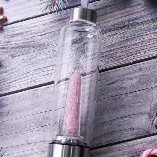 Rose Quartz Tower Crystal Water Bottle