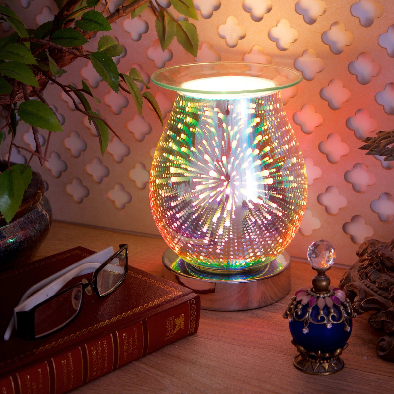 Fireworks 3D lamp silver base