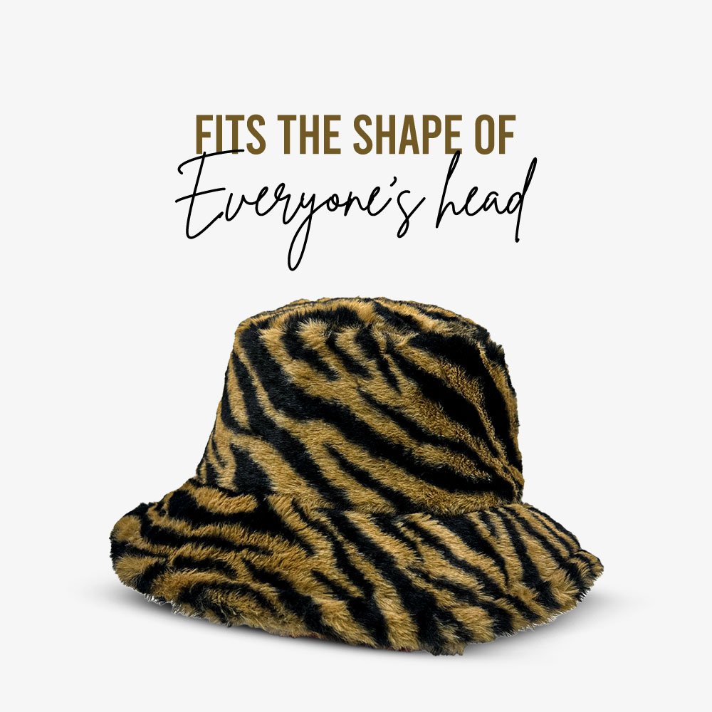 Zebra Print Faux Fur Bucket Hat