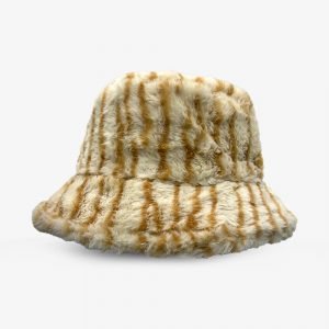 Women Cold Weather Bucket Hat, Zebra Print Fluffy Winter Hat, Women Fluffy Faux Fur Bucket Hat