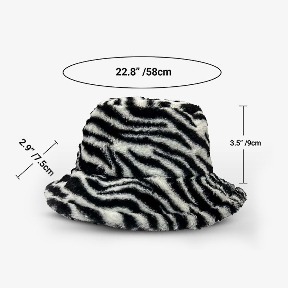 Zebra Print Faux Fur Bucket Hat