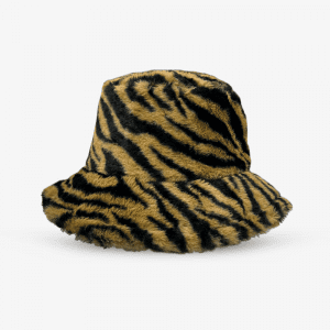 Zebra Print Faux Fur Bucket hat