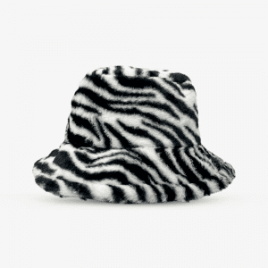 Zebra Print Faux Fur Bucket hat
