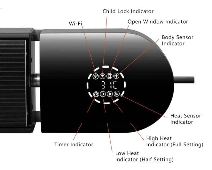 2400W/1200W Smart Wi-Fi Infrared Heater Bar With Weekly Timer