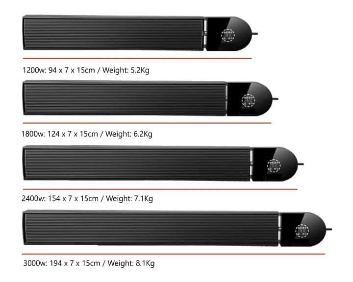 2400W/1200W Smart Wi-Fi Infrared Heater Bar With Weekly Timer